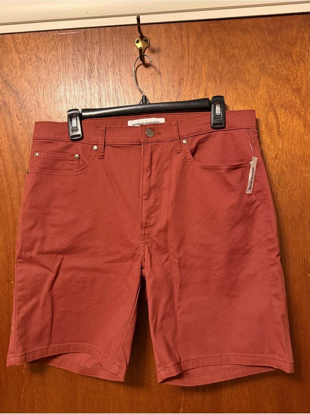 Essentials Men's Rust-Orange Flat Front Cotton Shorts